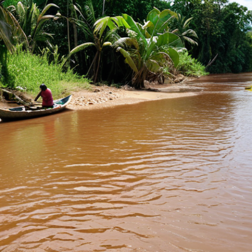 Home 11 A wide, vibrant scene showcasing the Orinoco River in Venezuela. Lush greenery flanks the riverbanks, with local people engaging in traditional activities like fishing and small-scale agriculture. The image should convey both the river's beauty and its importance to the livelihoods of the communities that depend on it. Focus on the potential negative impact of neglecting the river's health.