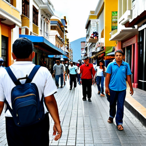 Home 6 Safe City Scene**
"A fully clothed tourist in Venezuela, looking alert and aware, walking on a busy city street during daylight. Modest clothing, carrying a secure bag close to their body. Background includes local shops and other pedestrians. Safe for work. Appropriate content. Professional photography. Perfect anatomy. Correct proportions. Family-friendly. High quality. Well-formed hands. Natural pose. Focus on safety and awareness."
**